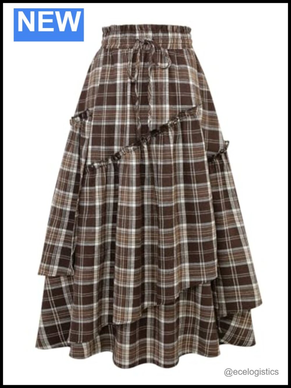 High Waisted Plaid Maxi Skirt with Pockets